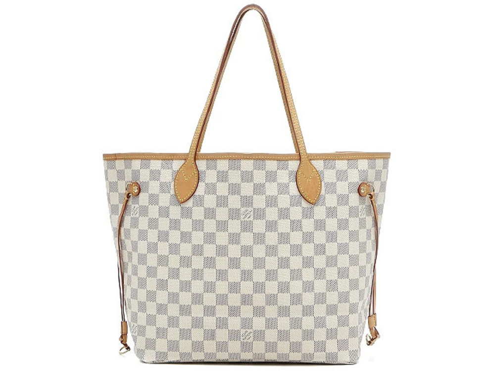 LOUIS VUITTON Neverfull Tote Bag Damier Azur White